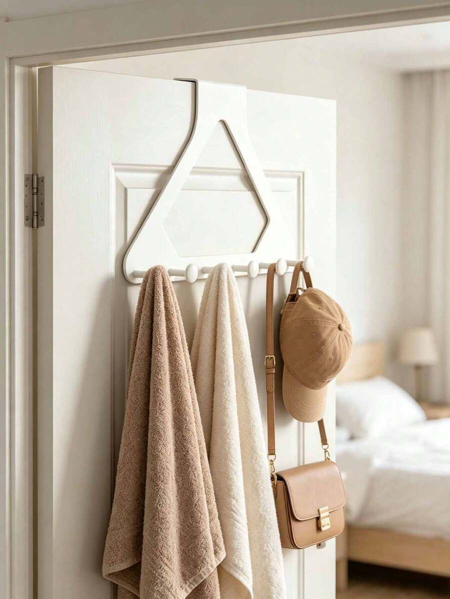 2pcs Upgraded Triangle Door Hooks, Over-The-Door Coat Rack, No-Drill Storage Shelf, Hanging Clothes Rack, Made Of Thickened ABS Plastic Material, 3 Colors Available, Suitable For Hanging Clothes, Bags, Keys, Hats, Bedroom, Bathroom, Kitchen And Closet, Wardrobe Storage Rack, Decorative Storage, Decorative Hanging, Home Decor, Dorm Storage, Storage, Halloween, Christmas, Housewarming Gift
