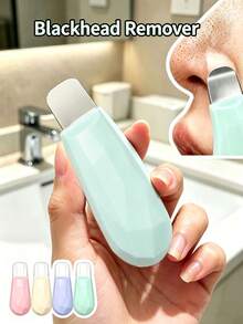 1pc Facial Skin Scraper Blackhead Cleansing Tool, Manual Stainless Steel Pore Cleanser, Pastel Color Diamond Cut Handle Face Cleaning Spatula For Home & Salon Skincare Routine Dermaplaning Tool Esthetician Supplies - Multicolor - View 2