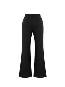 Women's High Waist Slim Fit Front Slit Flared Suit Pants, Elastic Drape Commute Casual Bell Bottom Trousers - Black - View 4