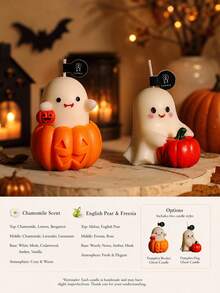 Halloween Scented Candle Set Pumpkin Ghost Candle Cute Cartoon Style Halloween Home Room Decor,Autumn Decor,Halloween Party Gifts For Women Smokeless Cozy Spooky‑Fun Decor Available In 1/2/4 Packs With Halloween Gift Bag - Pumpkin Ghost - View 19
