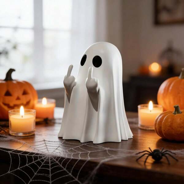 Halloween Ghost Statue White Decor Cute Finger Ghost Ornament This Ghost Decoration Adds Some Fun Magic To Your Halloween Party! Cleverly Combining Cute Charm And Quirky Charm, It Injects Vitality Into Holiday Decorations. This Unique Design Is Not Only A Highlight Of The Party But Also An Excellent Accent For The Holiday Atmosphere