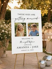 Wedding Eve Welcome Sign, Wedding Rehearsal Dinner Sign, "These Kids Are Getting Married" Sign, Personalized Wedding Rehearsal Welcome Sign, DIY Wedding Sign Template, Wedding Weekend Party Decor, Rehearsal Dinner Decor, Engagement Party, Pre-Wedding Party And Wedding Reception Welcome Decor, Groom And Bride Fun Country Style Wedding Sign, Frame/Frame Not Included. - Multicolor - View 4