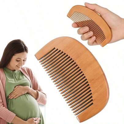 3/7 pièces Peigne de naissance en bois naturel, convient pour soulager la douleur du travail, le massage du cuir chevelu et la coiffure, convient aux femmes enceintes, cadeau de baby shower, essentiel post-partum, masseur de cuir chevelu doux, outil essentiel pour l'accouchement naturel