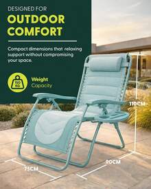 Gravity Chairs (2-Pack) Premium Heavy-Duty Outdoor Recliners With Luxe Two-Tone Design! Features Ultra-Padded Ergonomic Support, 5-Position Adjustable Backrest Independent Headrest, Built-In Cup Holder Phone Slot, And Smooth Rocking F - Mint - View 10