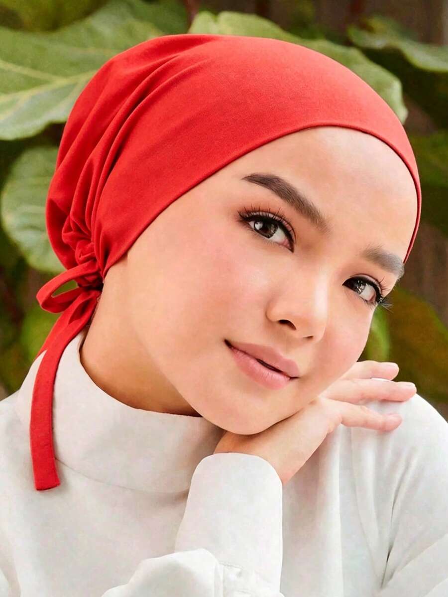 1PC Women's Fashion Solid Color Elastic Tie Headwrap Scarf Bandana Cap, Suitable For Daily Wear