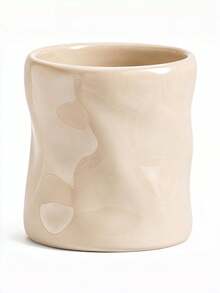 1pc 12oz Makeup Brush Holder, Large Capacity Makeup Brush Organizer Cup, Sculptural Wave Design Vanity Storage, Suitable For Vanity, Bathroom Countertop, Bedroom And Dorm Decor - New Corrugated Cylinder - View 5