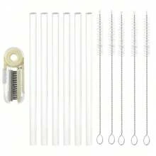 6pcs Replacement Straws, Compatible With 24/32oz Water Bottles, Reusable Plastic Straws With Cleaning Brush, Suitable For Insulated Stainless Steel Tumbler Accessories (Clear) - Clear - View 10