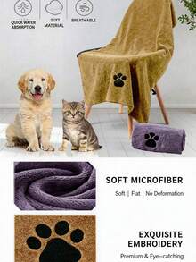 Handuk Hewan Peliharaan Super Menyerap Cepat Kering Handuk Mandi Mikrofiber Handuk Mandi Anjing Handuk Gosok Bordir Kerajinan - MultiWarna - View 7