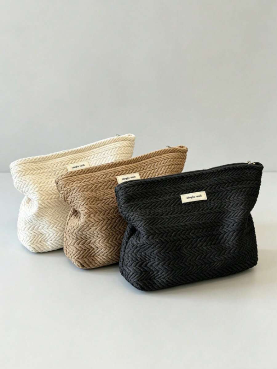 1pc Woven Multi-Functional Storage Bag (Multiple Colors Available) Bohemian Style Square Zipper Pouch Women Floral Bag Minimalist Fashion Cosmetic Organizer Back To School Bathroom Use.Holiday Essentials Toiletry Bag Beach Bag - Multicolor - View 1