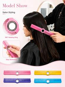 1pc Rotating Bearing Hairdressing Comb With Double-Sided Dense And Sparse Teeth, Anti-Slip And Durable Plastic Hairdressing Tool, Suitable For Home And Salon Use, Anti-Static And Non-Tugging Hair Comb, For Sectioning And Trimming Bangs And Long Hair, Portable Double-Sided Design, Professional Hairdresser Hair Cutting Comb, Suitable For Combing Hair And Salon Styling Tool - Multicolor - View 6
