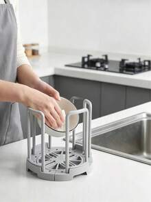 1pc Expandable Vertical Dish Rack - Adjustable Kitchen Cabinet Storage Shelf, Space-Saving Stackable Dish Organizer - Fits 4.5 To 7.5 Inch Plates - ABS Plastic Material, Kitchen Sink Dish Drainer, Multi-Functional Dish Storage Rack, Back To School, Party And Holiday Essential, Summer Must-Have, Christmas Decoration - Multicolor - View 4