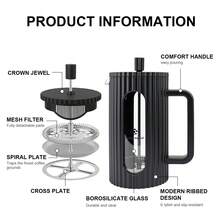 EcoNymphal French Press Coffee Maker (12oz/350ml Or 34oz/1000ml) – Heat-Resistant Borosilicate Glass Body, 2-In-1 Teapot And Milk Frother, Includes Spoon And Brush – Suitable For Home, Cold Brew, Travel, Camping, Housewarming, Decor And Bar - Multicolor - View 8