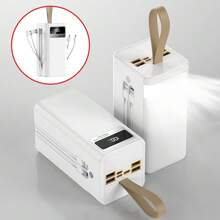 대용량 60000mAh 보조배터리 충전기, 22.5W 고속 충전 멀티 포트, LED 디스플레이 및 LED 라이트 탑재, 휴대용 손잡이 포함, 야외 캠핑, 여행, 하이킹, 선물 파티, 사무용에 적합 - 화이트 - 보기 4