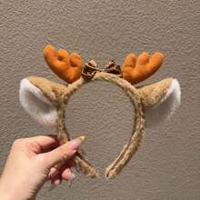 1pc Christmas Cartoon Deer Horn Headband Hair Clip Hair Hoop Forest Fairy Hair Accessory Cute Cartoon Headband For Women, Suitable For Halloween Theme Costume, Holiday Party, Daily Wear, And Beach Vacation Accessory. Essential Hair Accessory For Women - A - View 1
