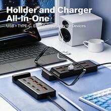 8-In-1 USB Hub Docking Station [4 USB + 4 Type-C] Portable USB Adapter Phone Stand With Fast Charging Multi-Port Power Strip Type-C/USB-A - Multicolor - View 10