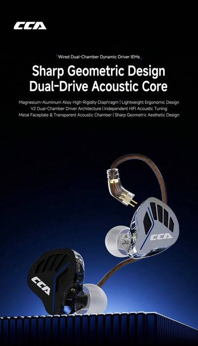 C C A Tai nghe nhét tai có dây CCA Falcon, tai nghe HiFi bass mạnh với micro HD, độ trễ thấp, phù hợp cho thể thao/chơi game/nghe nhạc, tương thích với iPhone 15-17 và điện thoại Android, trang bị cổng Lightning, driver động 10mm, IEM, 3.5mm/Type-C (Đen/Bạc)