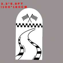 1pc/65pcs 2D Flat Chiara Arch Racing Backdrop - Durable Lycra Spandex Fabric, Black & White Checkered - Suitable For Event And Party Decoration (Stand Not Included) - Multicolor - View 20