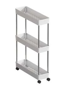 1 chiếc xe đẩy lưu trữ 3/4 tầng hẹp, kệ lưu trữ di động phòng tắm, kệ lưu trữ đa năng, kệ lưu trữ khe hở phòng tắm, phụ kiện phòng tắm - màu đen - Xem 9