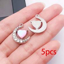 5/10/20pcs Silvery Plated Celestial Rhinestone Charms Sun Moon Star Heart Alloy Pendant For DIY Bracelet Necklace Earring Jewelry Making Findings - Multicolor - View 10