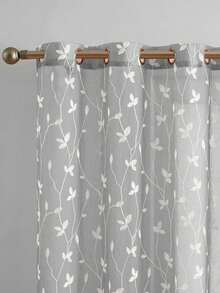 1pc/2pcs Premium Boho Style Embroidered Sheer Curtains For Living Room & Bedroom, Minimalist Line Art Voile Drapes, Fade Resistant Soft Light Blocking Breathable Home Decor, Easy To Install And Maintain - Grey - View 9