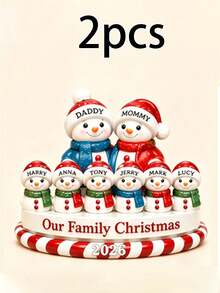 Custom Christmas Snowman Ornament, Personalized 1-9 Names Family Decor, Customized Xmas Keepsake Gift, Customizable Tree Hanging Ornament For Family Christmas Party Decorations - Style F - View 23