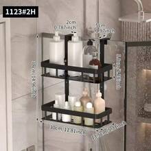 Bathroom Door Hanging Storage Basket, Bathroom Storage Rack, Bathroom Hanging Rack, Double Layer Bathroom Storage Shelf, Bathroom Storage Basket, Bathroom Accessories, Bathroom Storage & Organization, Summer Bathroom Decor - Multicolor - View 10