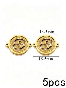 1/5pcs Zodiac Connector Pendant, 18K Gold Plated 304 Stainless Steel Double Hole Zodiac Pendant, Non-Fading DIY Jewelry Accessories - Zodiac Connector Ring - View 17