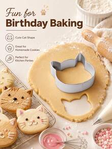 1pc Cat Head Shaped Cookie Cutter DIY Biscuit Pastry Mould Holiday Baking Tool For Cake Fondant Dessert Making Party Decor Home Kitchen Bake Accessory - View 6