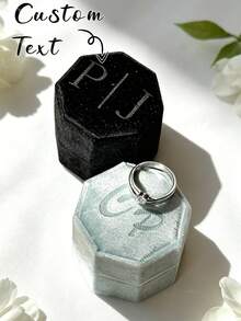 Custom Velvet Ring Box With Engraving, Personalized Proposal Ring Box, Wedding Engagement Gift - Multicolor - View 2