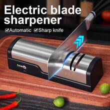 SOKANY Electric Knife Sharpener, Multi-Function Professional Home Use, One-Touch Quick Sharpening, 2 Adjustable Thickness Levels, Type-C Rechargeable (1200mAh Lithium Battery), Universal For Kitchen Knives/Fruit Knives/Scissors - Silver - View 2