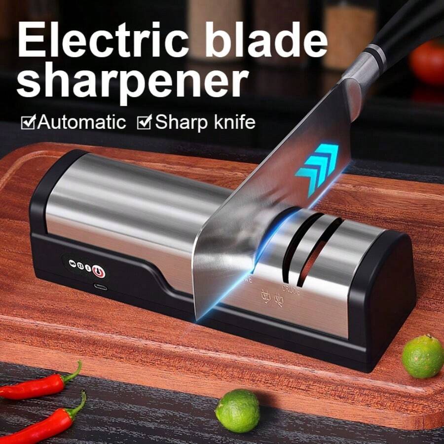 SOKANY Electric Knife Sharpener, Multi-Function Professional Home Use, One-Touch Quick Sharpening, 2 Adjustable Thickness Levels, Type-C Rechargeable (1200mAh Lithium Battery), Universal For Kitchen Knives/Fruit Knives/Scissors