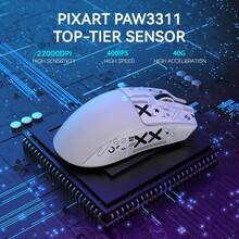 ATTACK SHARK X11 輕量無線電競滑鼠，附 RGB 充電底座，三模 2.4G/USB-C 有線/BT，22K DPI，PAW3311 光學感測器，HUYU 開關，5 個可編程按鈕，適用 PC/Mac - 彩色 - 查看 6