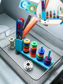 Multifunctional Magnetic Tool Holder Storage Box,Equipped With A Bobbin, Suitable For Sewing Machine Thread Spools, Screwdrivers, Tweezers - Blue, With Colorful Knob, No Installation Required, Convenient Storage, Sewing Machine Accessory - A - View 10
