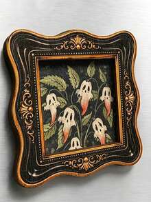 1pc Pumpkin Black Cat Fridge Magnet, Wooden Frame Fridge Magnet, Home Decor, Fun Gift! - A - View 10