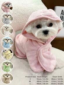 1PC Quick‑Dry Hooded Pet Bathrobe, Super Absorbent Soft Plush Dog Cat Bath Towel With Adjustable Waistband, Pet Accessories For Post‑Bath Use - Multicolor - View 4
