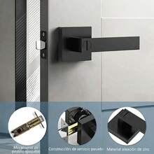 Vmingo Cerradura Manija Cuadrada Sin Llave Pasador Ajustable Negro - Negro SIN Llaves - Ver 3