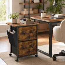 VASAGLE 2-Drawer File Cabinet, Mobile Printer Stand - Brown - View 9