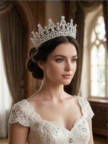 1pc Women's Baroque Style Sparkling Rhinestone Crown And Headpiece, Suitable For Bridal Wedding, Prom, Birthday Party, Beauty Pageant And Other Occasions - Multicolor - View 7