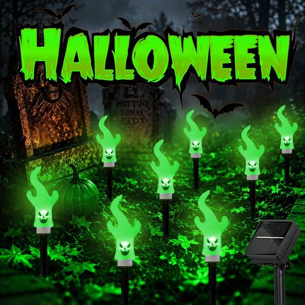 POSE UP 1to8 Halloween Solar String Lights, 12LED IP44 Waterproof Outdoor Fairy Lights, Solar Powered Spooky Garden Decor Lighting For Lawn, Yard, Pathway, Farm, Terrace, Halloween Party, Haunted House & Holiday Festival Decoration