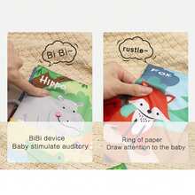 1pc Baby Early Learning Cloth Book 3D Tail Design With Crinkle Paper And BBi Squeaker, Suitable For Baby Tracking, Listening, Visual Learning, Cognitive Development And Sensory Activities - Multicolor - View 8