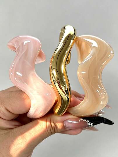 3/1pc Vintage Casual Fashion Elegant Asymmetrical Wavy Women's Bracelet Set Suitable For Daily Layering