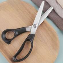 Green Safety Edge Scissors, Comfortable Grip, Hand-Held Serrated Sewing Scissors, Professional Tailoring - Zigzag Stitch - View 13