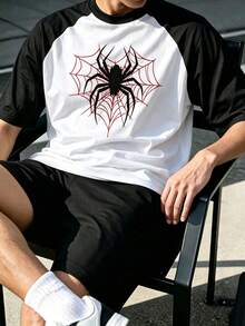 Men T-Shirt Co-Ords - White Black - View 1