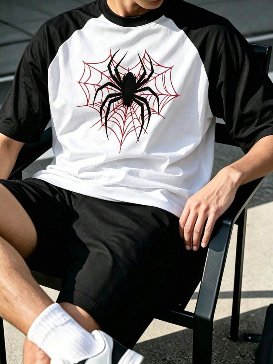 Men T-Shirt Co-Ords - White Black - View 1