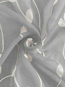 1pc/2pcs Premium Boho Style Embroidered Sheer Curtains For Living Room & Bedroom, Minimalist Line Art Voile Drapes, Fade Resistant Soft Light Blocking Breathable Home Decor, Easy To Install And Maintain - Grey - View 7