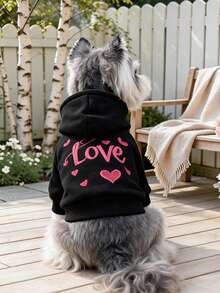 1pc Pet Clothes Dog Cat Apparel Clothing Small Dog Puppy Cute Pet Clothes Dog Apparel Clothing Small Dog Autumn/Winter Warm Comfortable Pink Heart Sweatshirt - Black - View 1