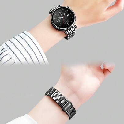Business Style Watch Band, Stainless Steel Metal Three-Link Design, Compatible With Huawei GT And Phones, Sizes 16mm-18mm-20mm-22mm, Quick-Release Magnetic Buckle Design, Multi-Function Wristband, Unisex Smart Sports Accessory