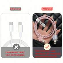 3D Star Data Cable Protector Compatible With Apple 18W/20W, Ins Sweet Girl Style Data Cable Protector, Gift For Friends, Ideal Small Gift, Christmas Gift - Wavy Star - View 7