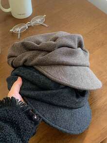 1pc Women's Beret Hat, Vintage Newsboy Cap, Pleated Beret, Suitable For Travel, Commuting, Street Style, Fashion Accessory - Stacked Berets - View 3