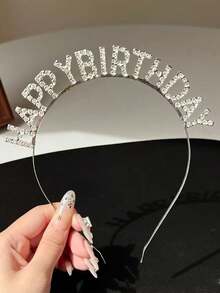 1件女孩生日派對髮箍皇冠 生日快樂氛圍髮飾 場景裝飾拍照派對用 - 查看 2